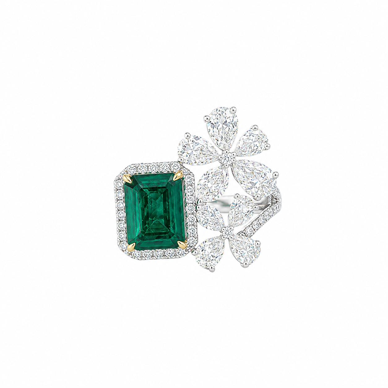 Elegant Emerald & Diamond Cocktail Ring