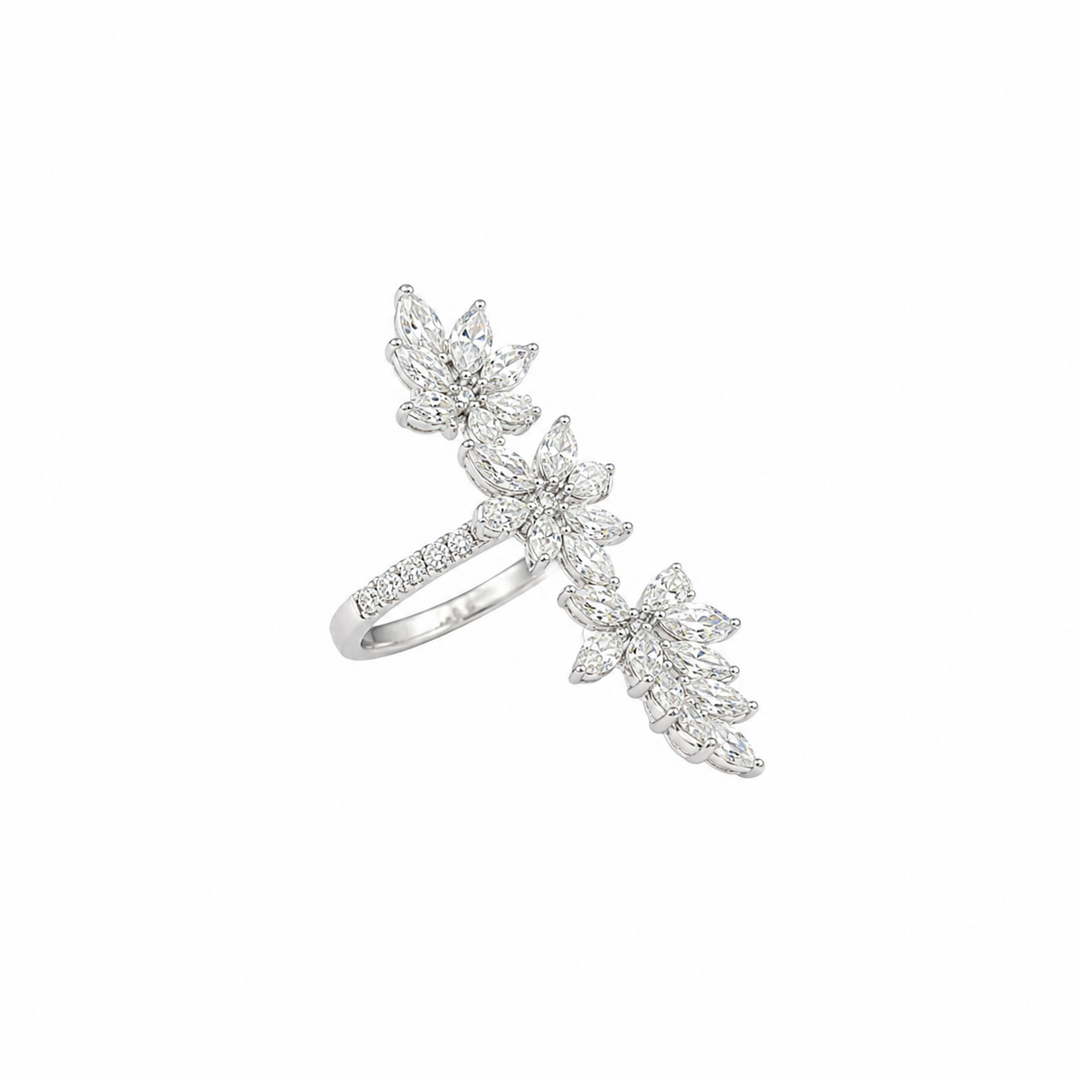 Luxury Marquise & Pear Diamond Statement Ring in 14K White Gold