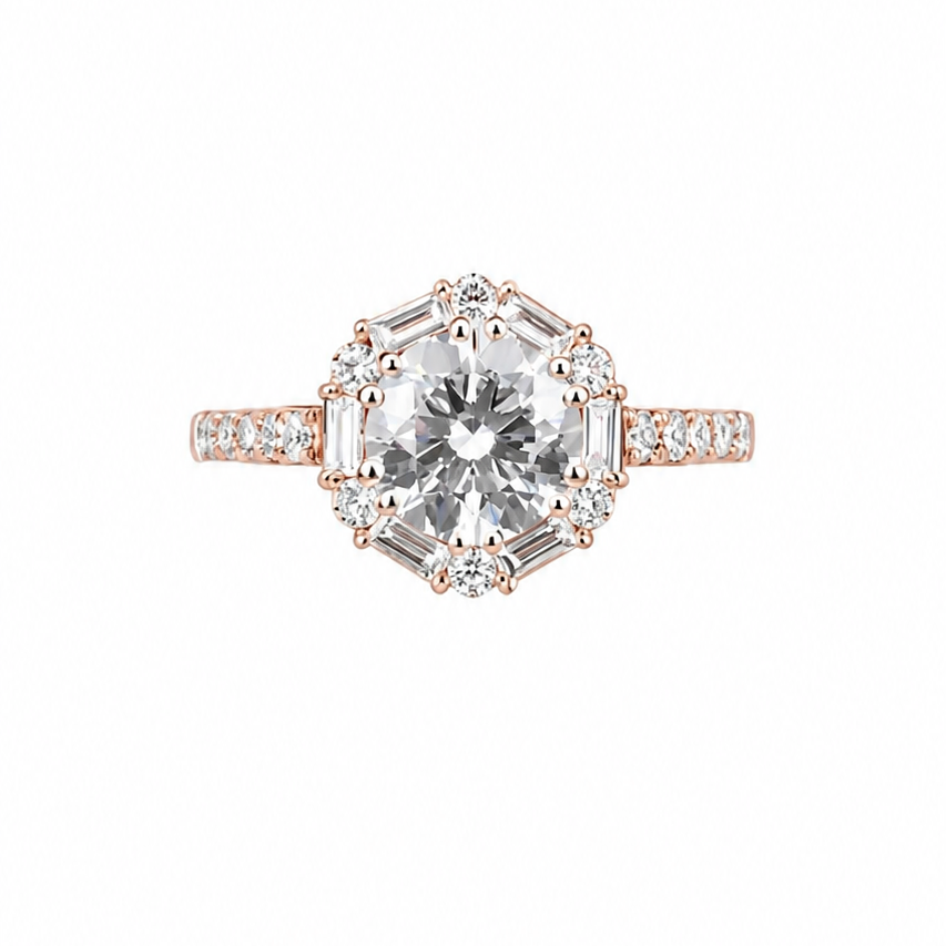 Luxury Cushion Cut Lab Grown Diamond Solitaire Ring in 14K ROSE Gold