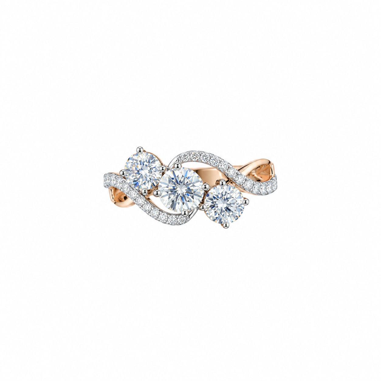 Three Stone Round Lab Grown Diamond Engagement Ring with Infinity Twist Band