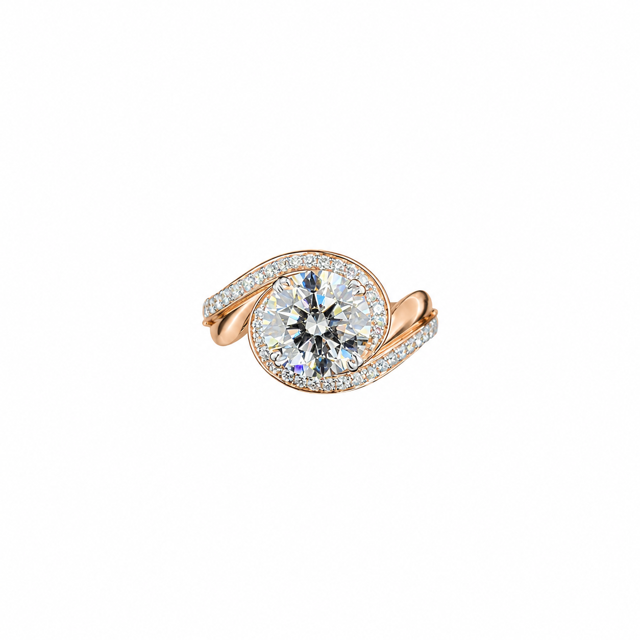 Elegant Round Brilliant Diamond Bypass Ring