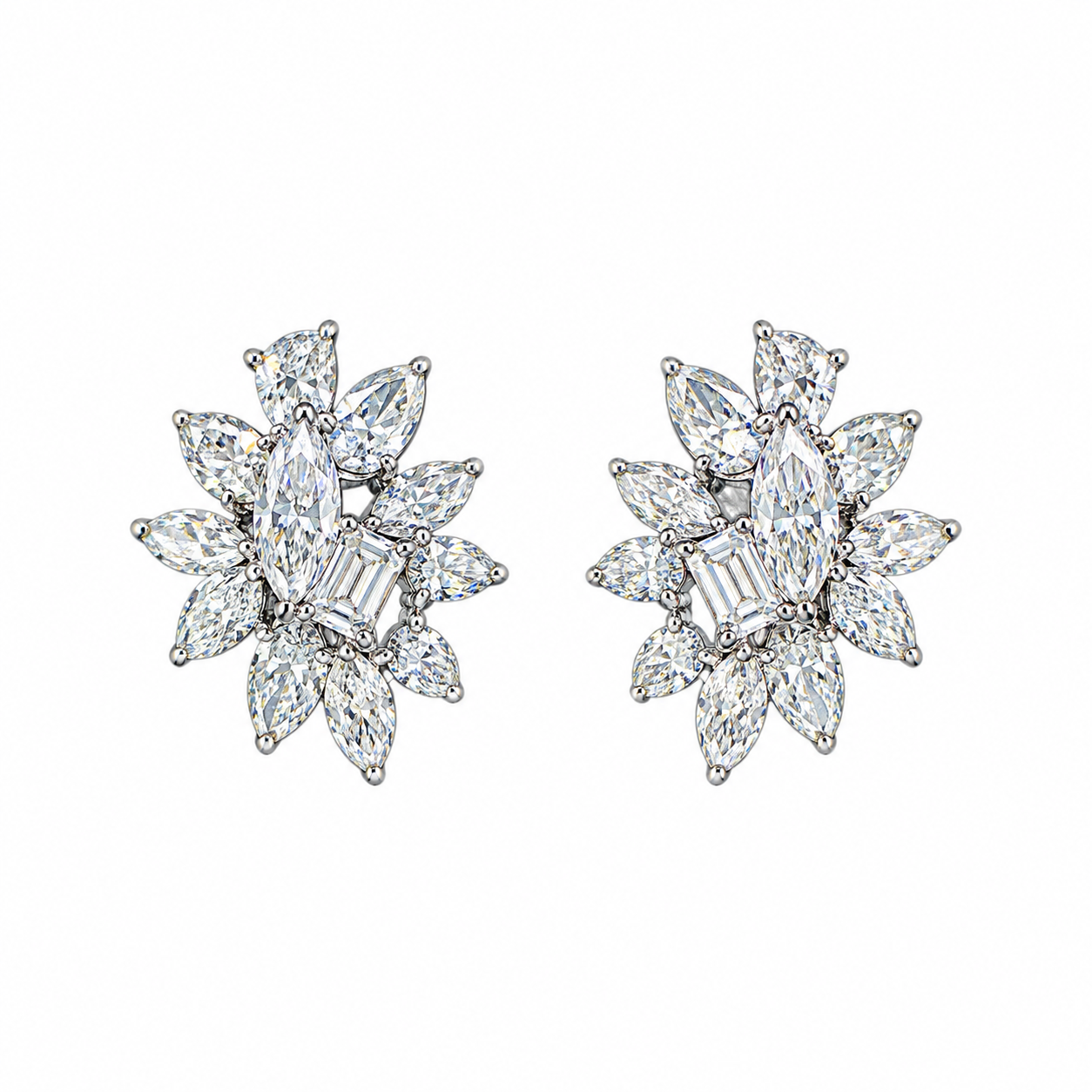 Diamond Flower Earrings for Women