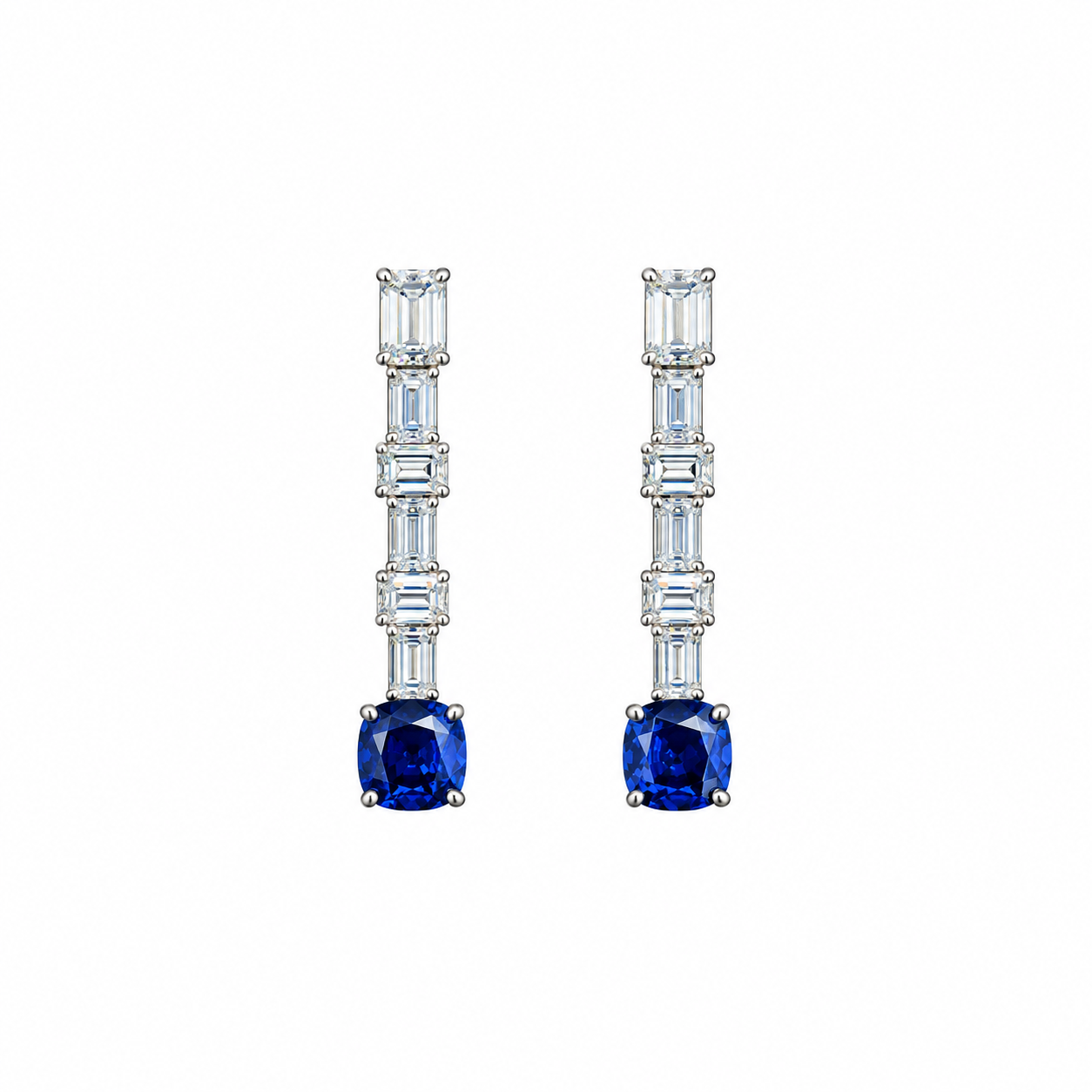 Blue Sapphire Diamond Drop Earrings for Women
