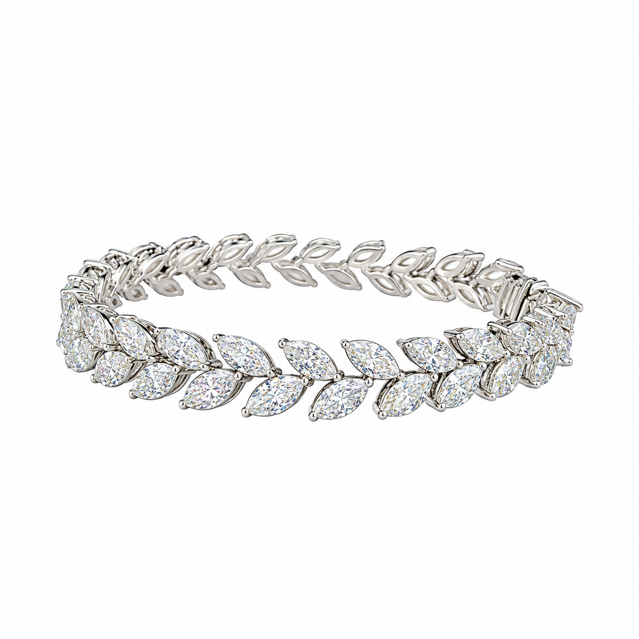 Leaf Link Diamond Bracelet For Women