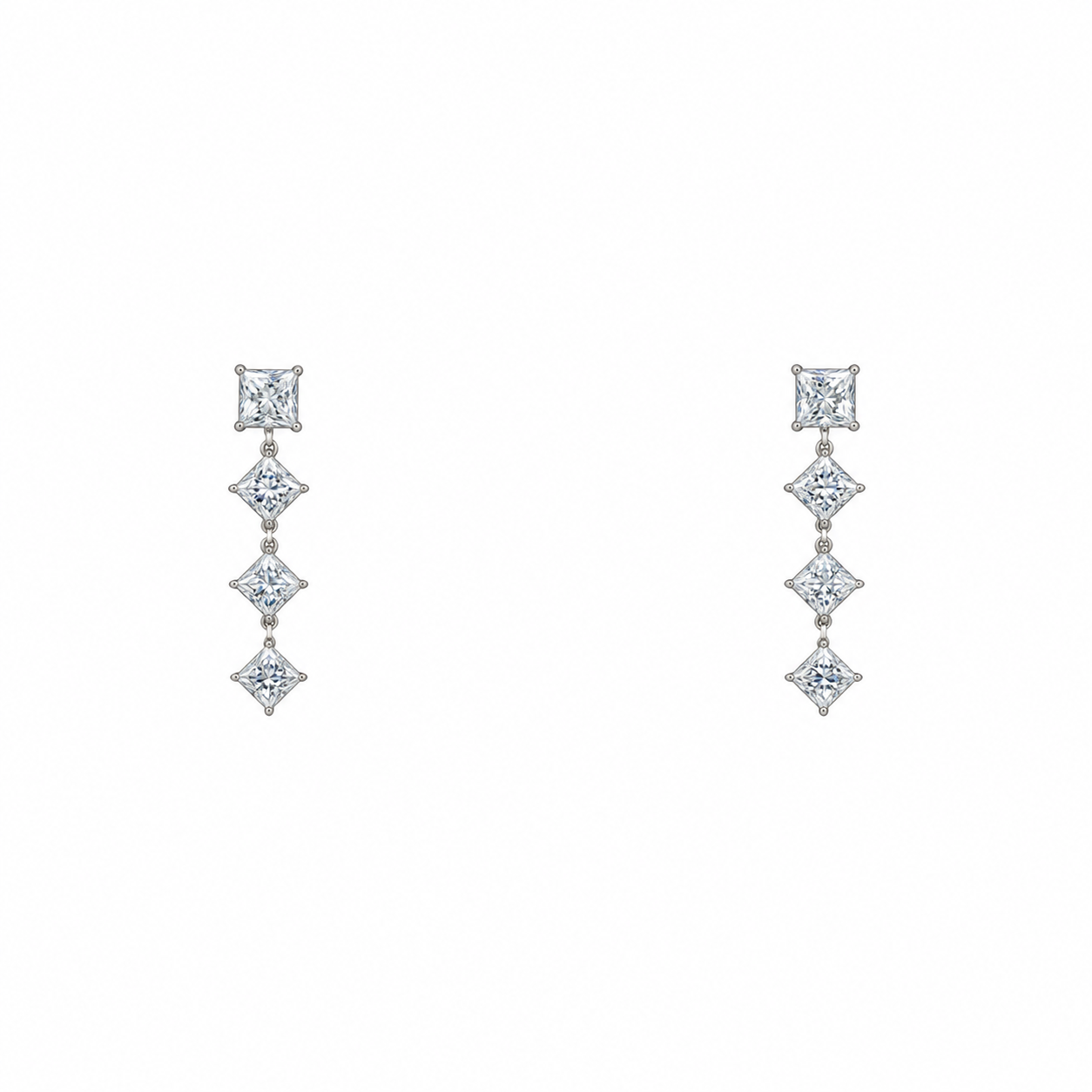 Geometric Diamond Drop Earrings for Women