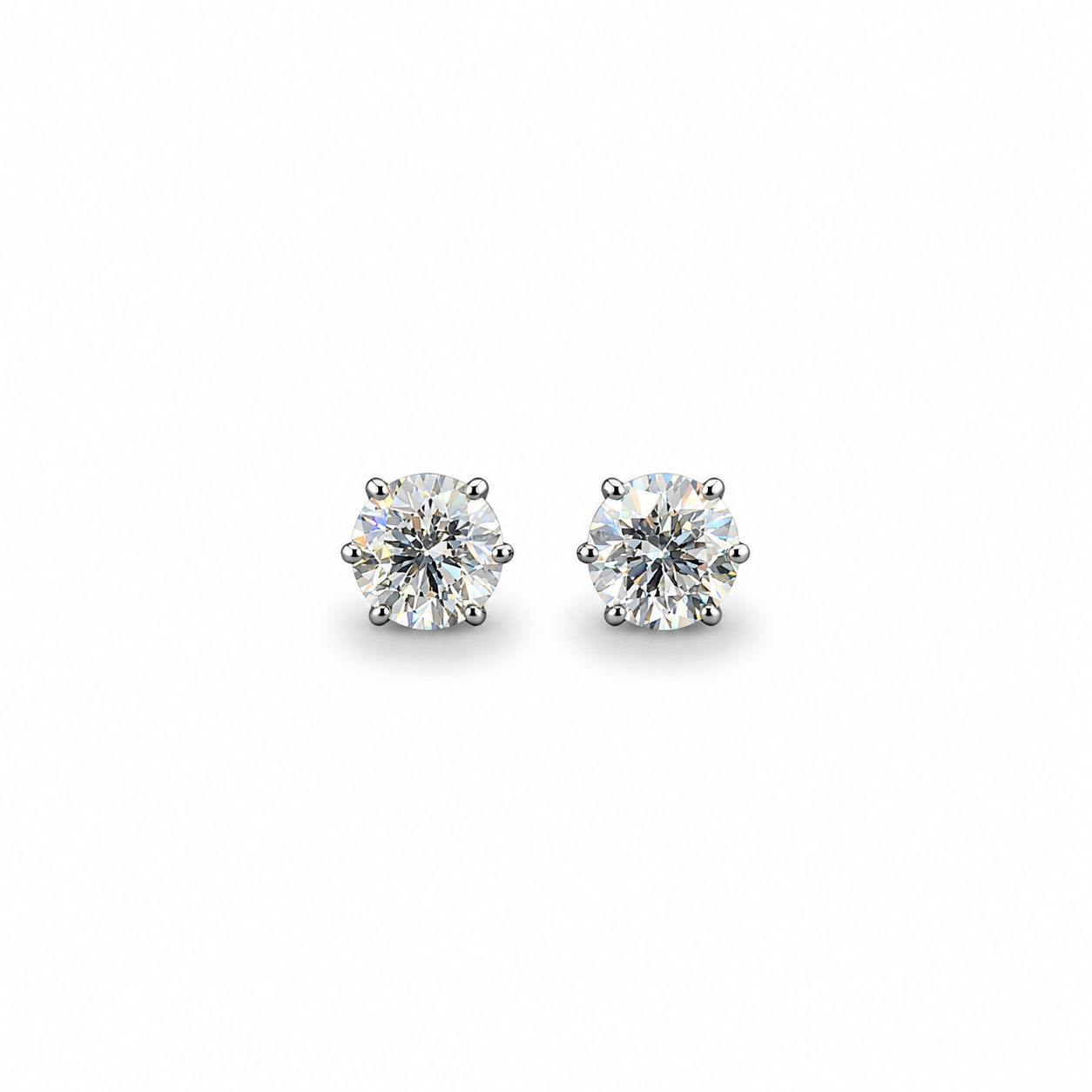 Vira Earth 14K White Gold Round Diamond Earrings