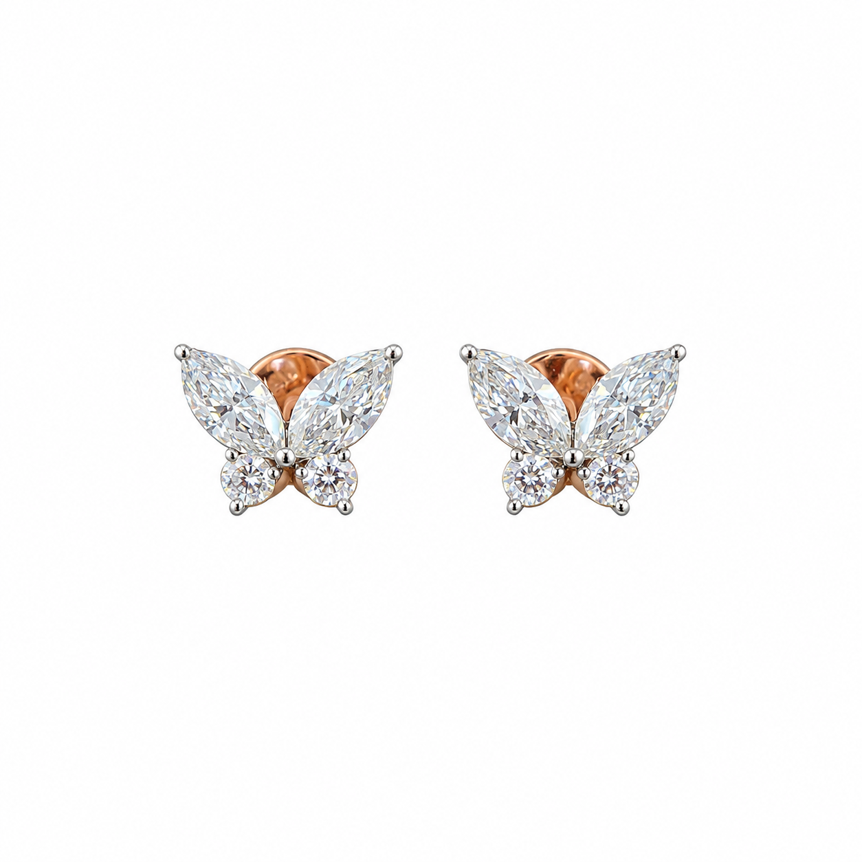 Diamond Butterfly Stud Earrings for Women