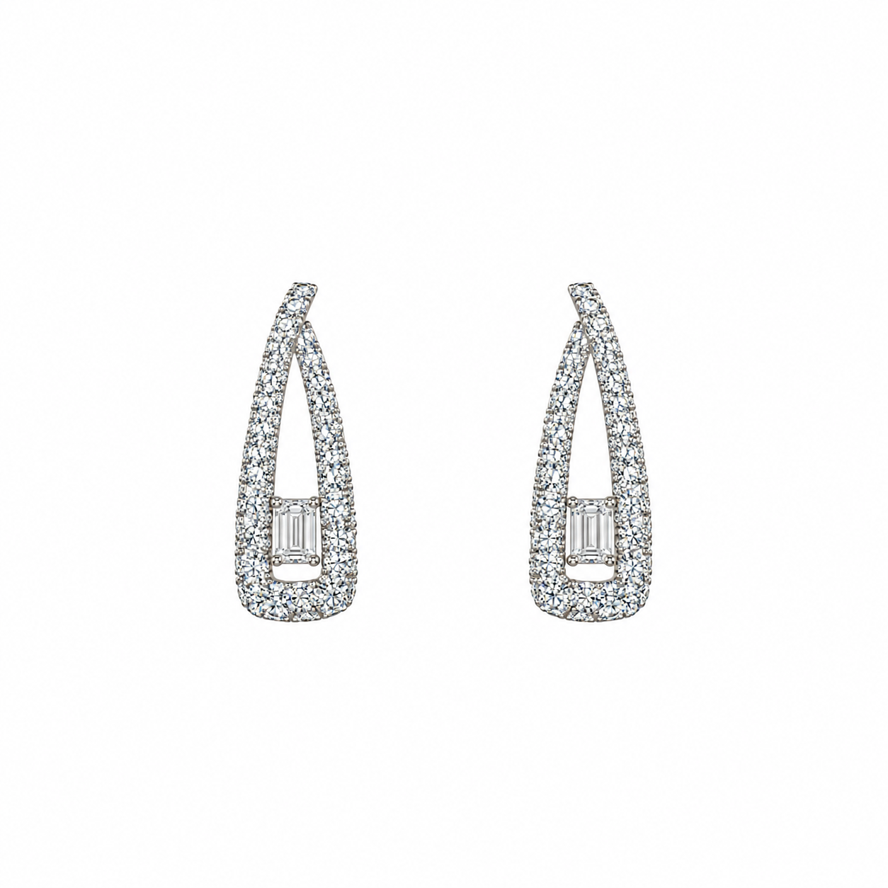 Baguette Diamond Statement Earrings