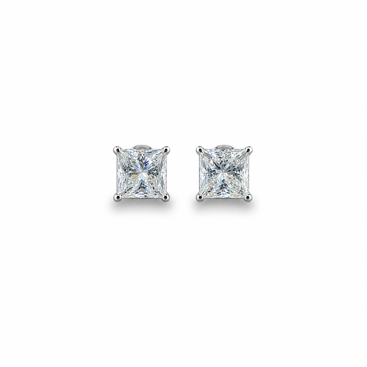 Vira Earth 14K White Gold Princess Cut Diamond Earrings