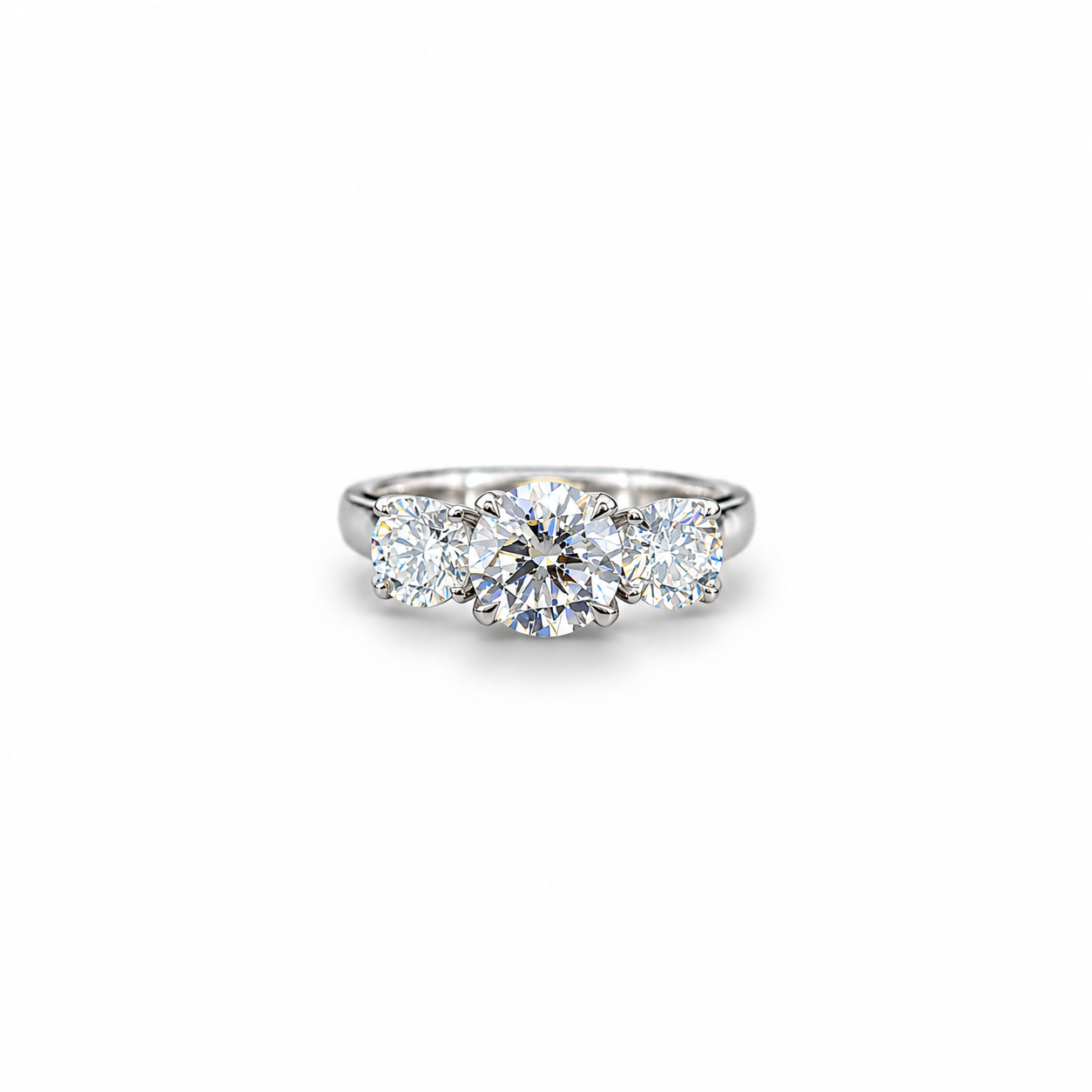 Round Brilliant Three Stone Lab Grown Diamond Engagement Ring