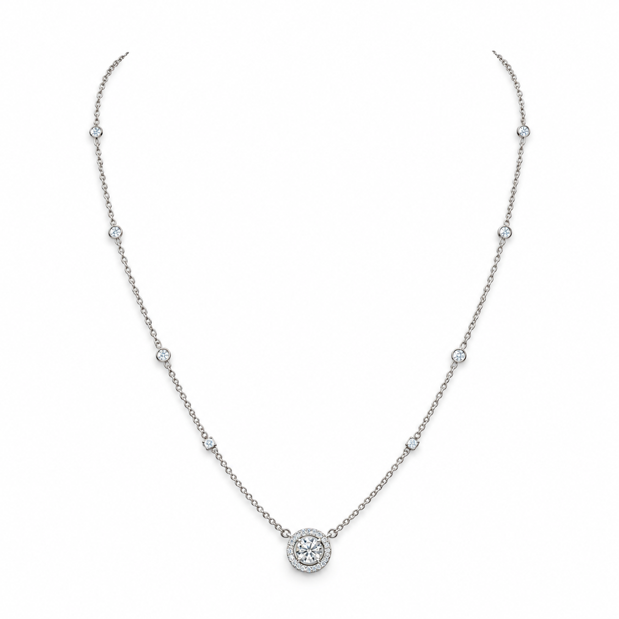 Vira Earth 14K White Gold Round Diamond Pendant