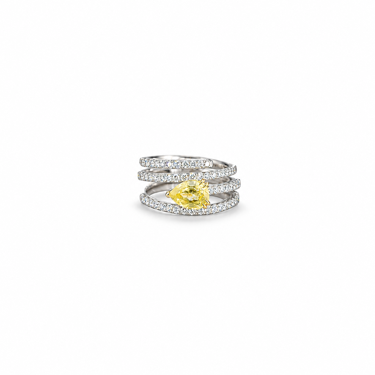 Fancy Yellow Pear Cut Lab Grown Diamond Wrap Ring