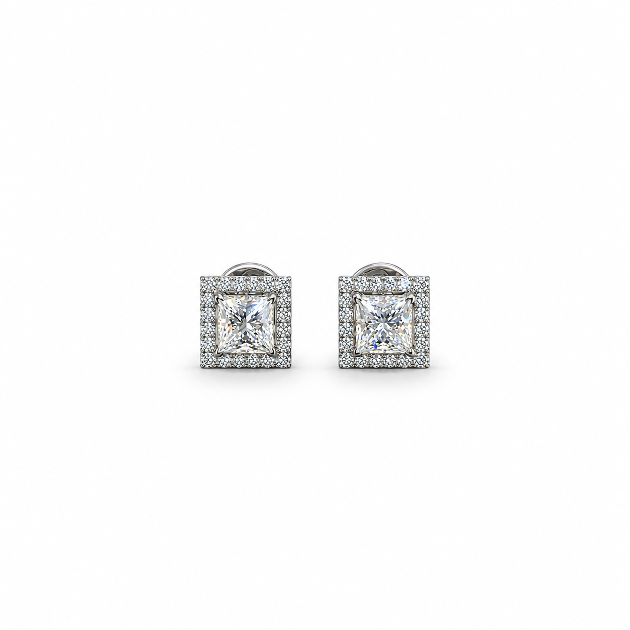 Vira Earth 14K White Gold Princess Cut Diamond Earrings