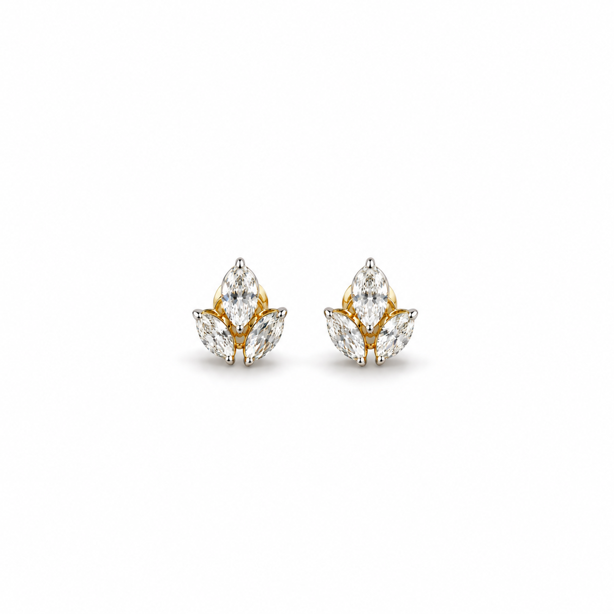 Marquise Cut Diamond Flower Earrings