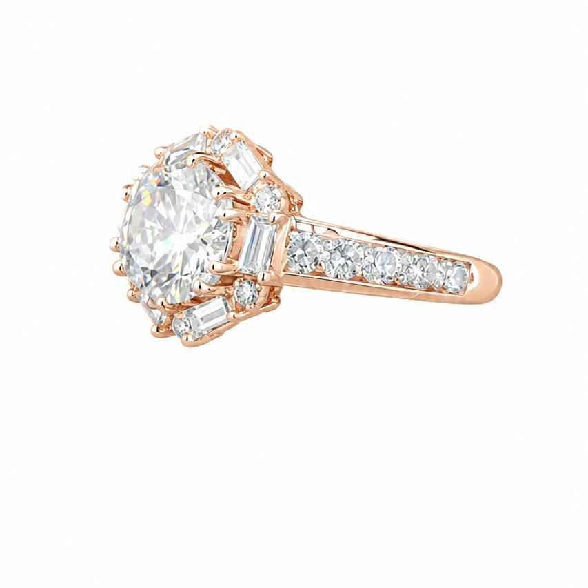 Luxury Cushion Cut Lab Grown Diamond Solitaire Ring in 14K ROSE Gold