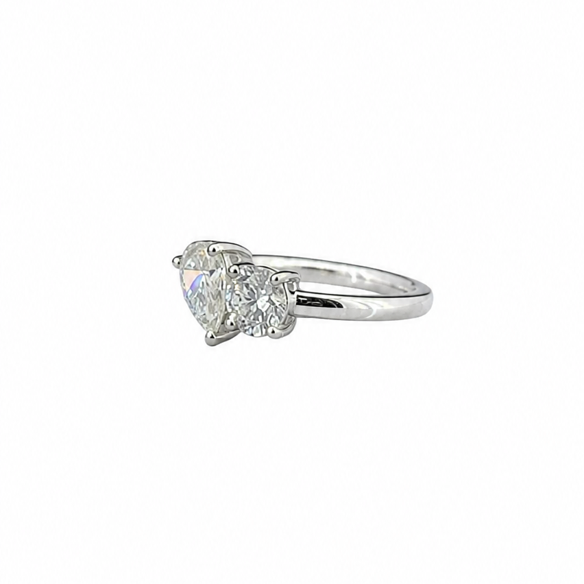 Pear and Round Diamond Two Stone Engagement Ring for Women