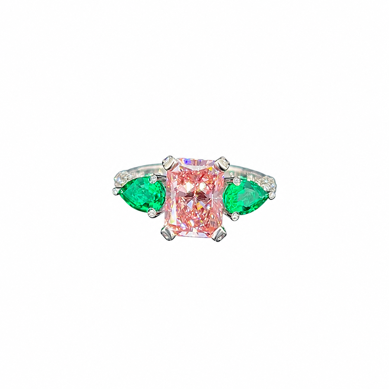 Pear & Emerald Lab-Grown Diamond Ring