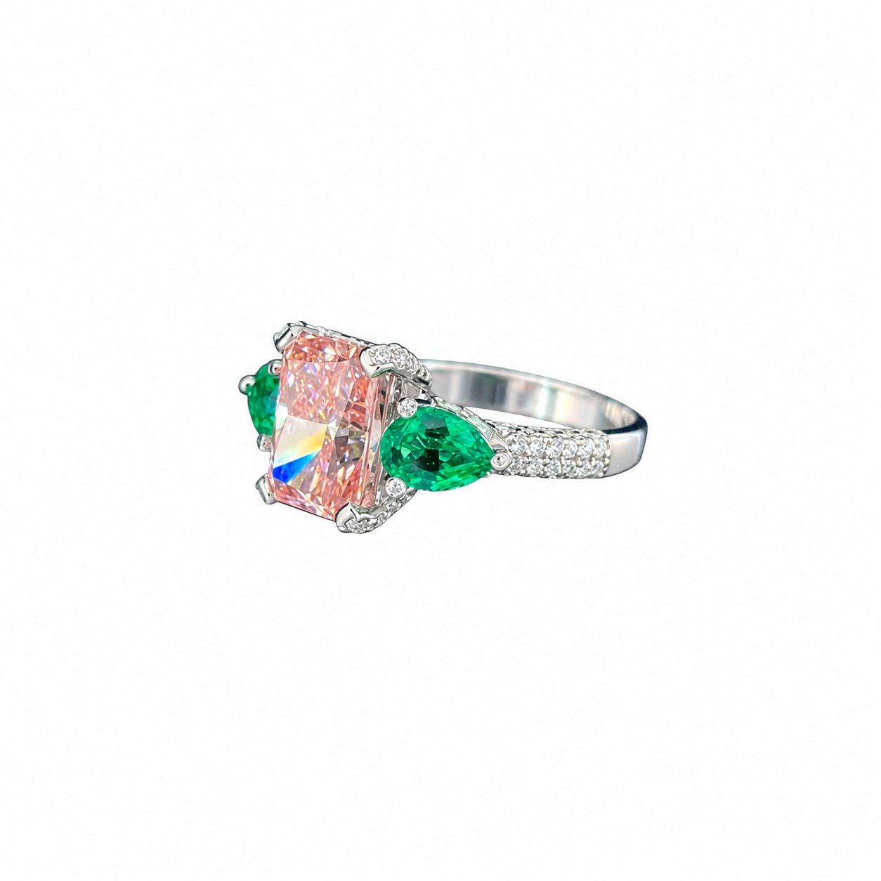 Pear & Emerald Lab-Grown Diamond Ring