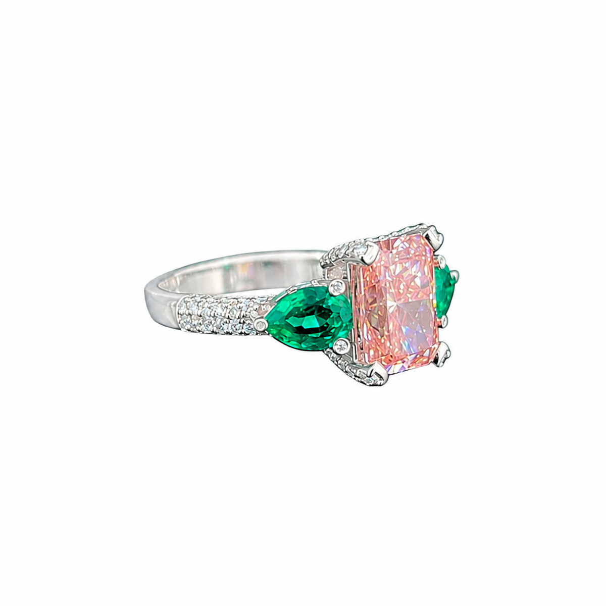 Pear & Emerald Lab-Grown Diamond Ring