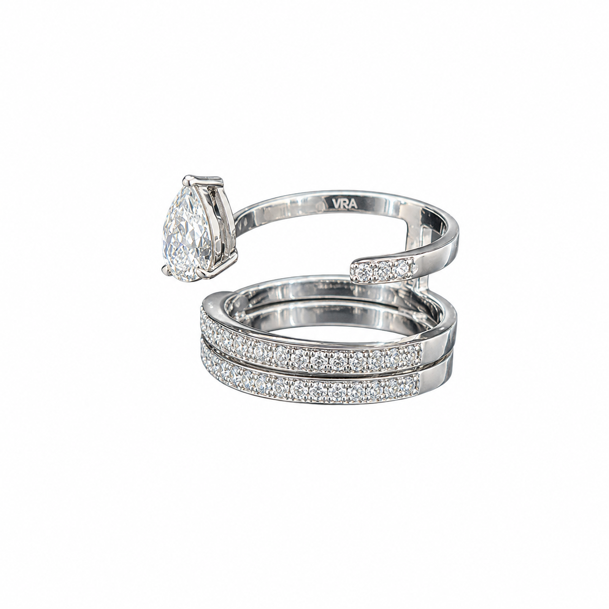 Modern Triple Row Lab-Grown Diamond Ring