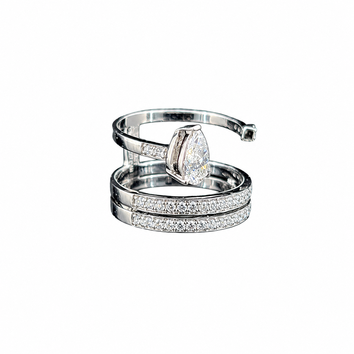 Modern Triple Row Lab-Grown Diamond Ring