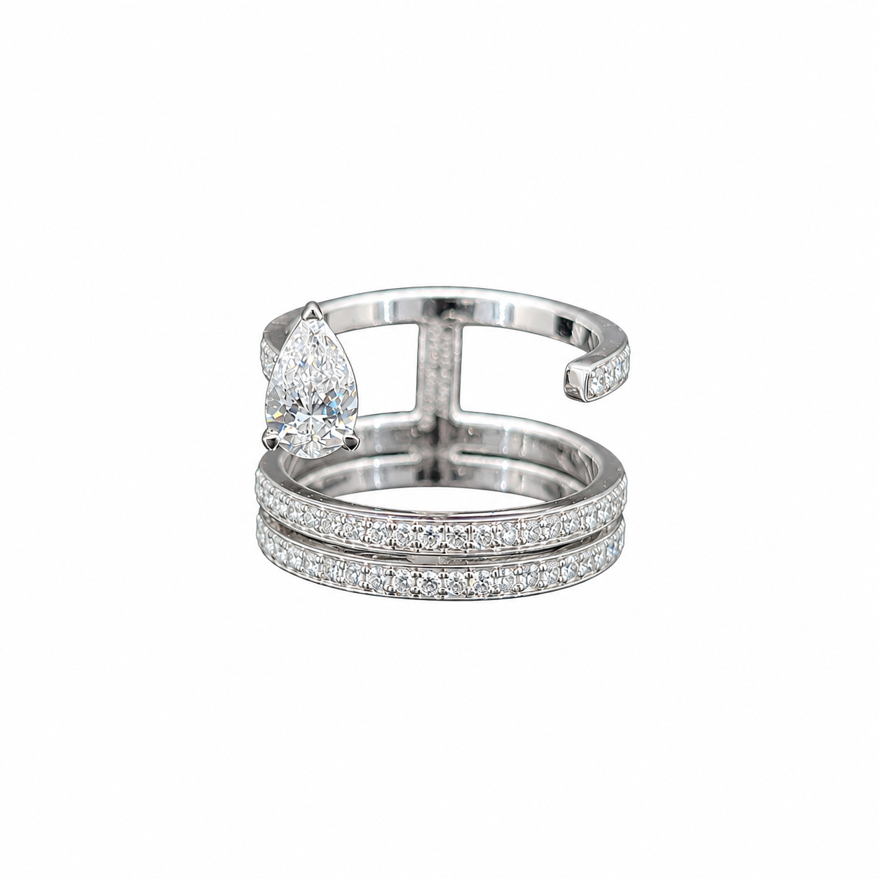 Modern Triple Row Lab-Grown Diamond Ring