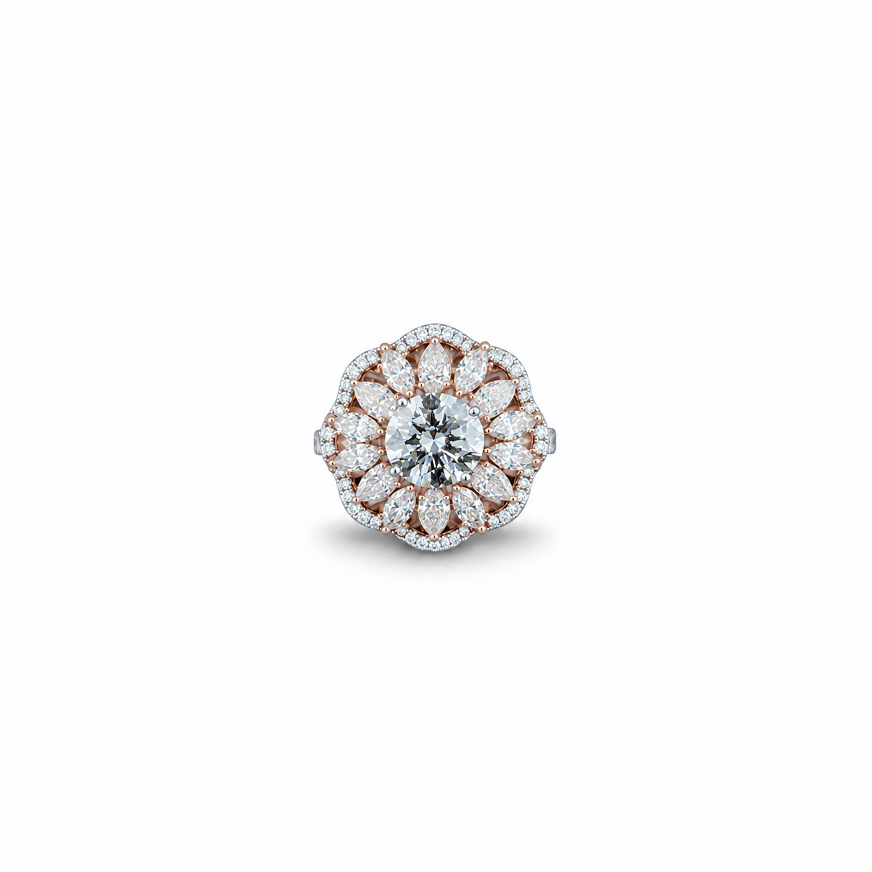 Vira Earth 14K Rose Gold Round Diamond Women's Ring