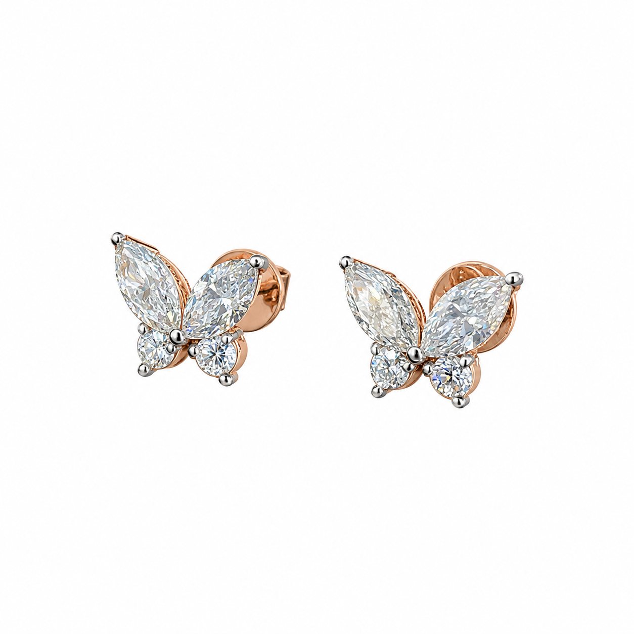 Diamond Butterfly Stud Earrings for Women