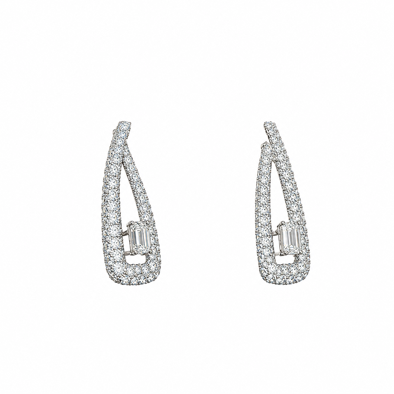 Baguette Diamond Statement Earrings