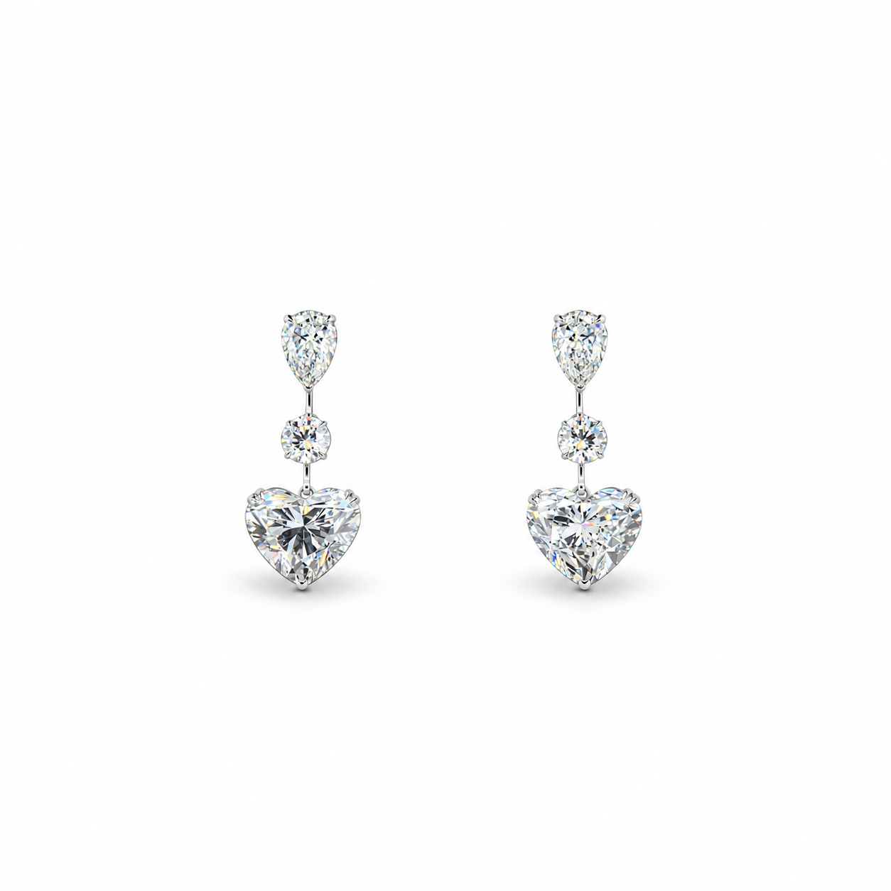 Vira Earth 14K White Gold Heart Shape Diamond Earrings