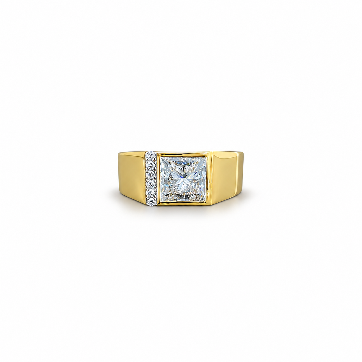 Vira Earth 14K Yellow Gold Princess Cut Diamond Men's Ring