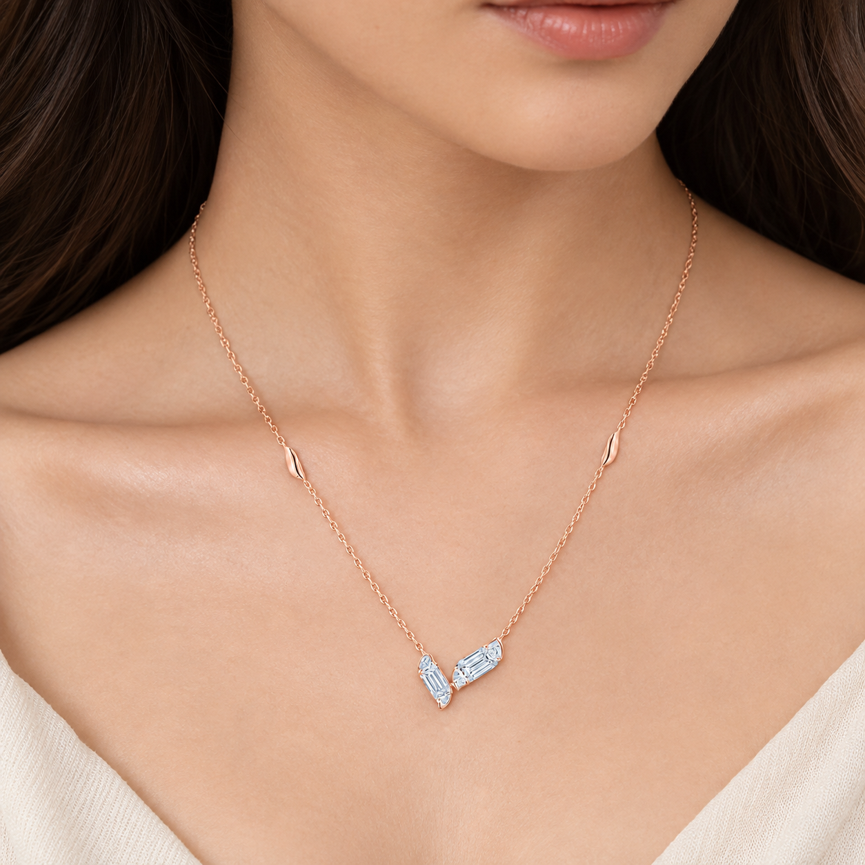 Baguette Diamond Pendant Set for Women
