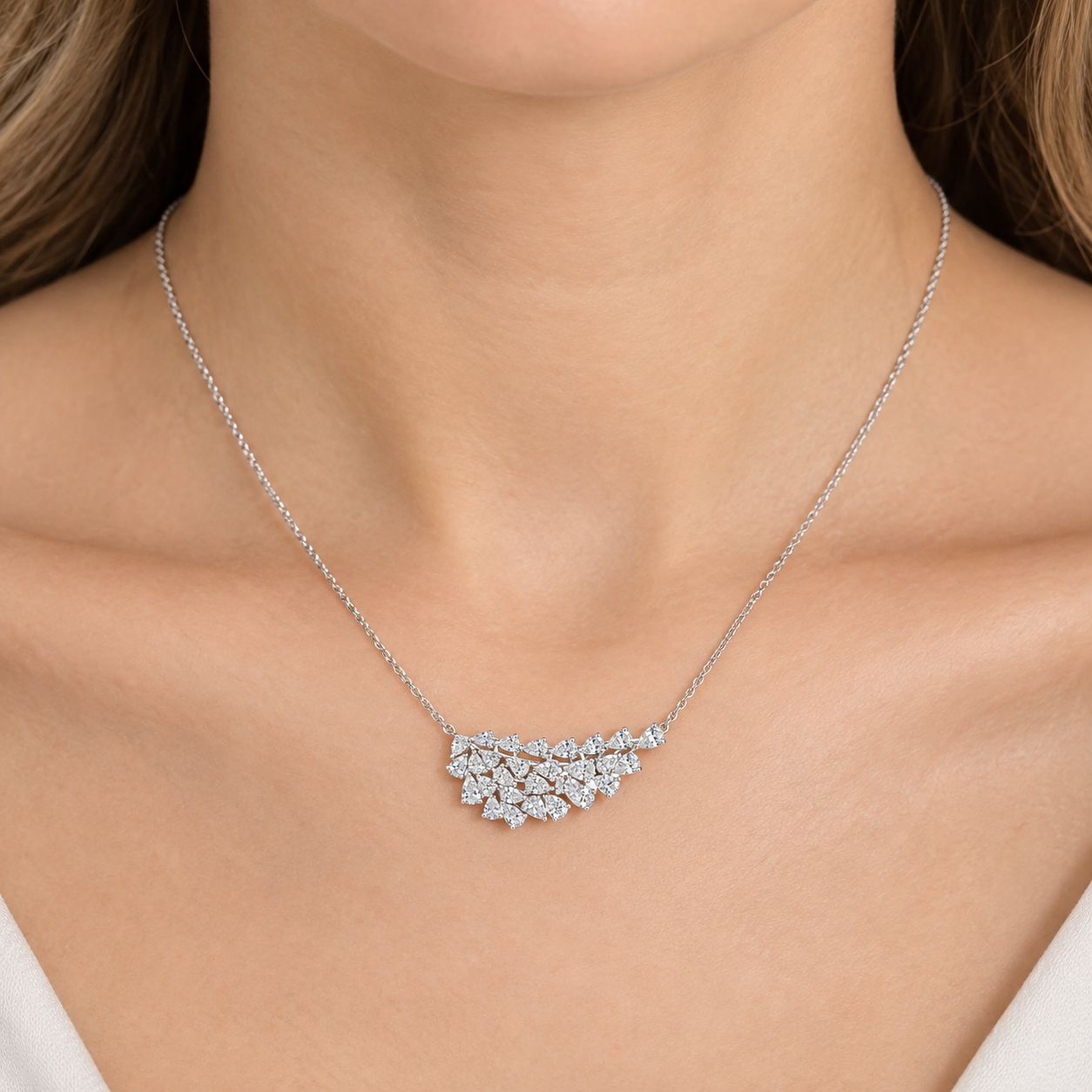 Floral Diamond Necklace for Women
