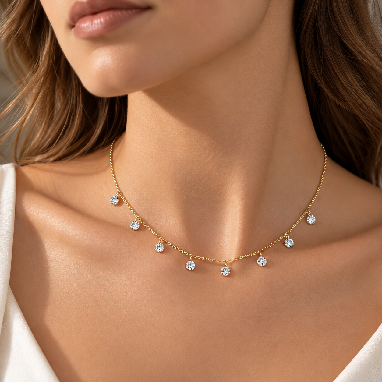 Dainty Diamond Drop Necklace For women