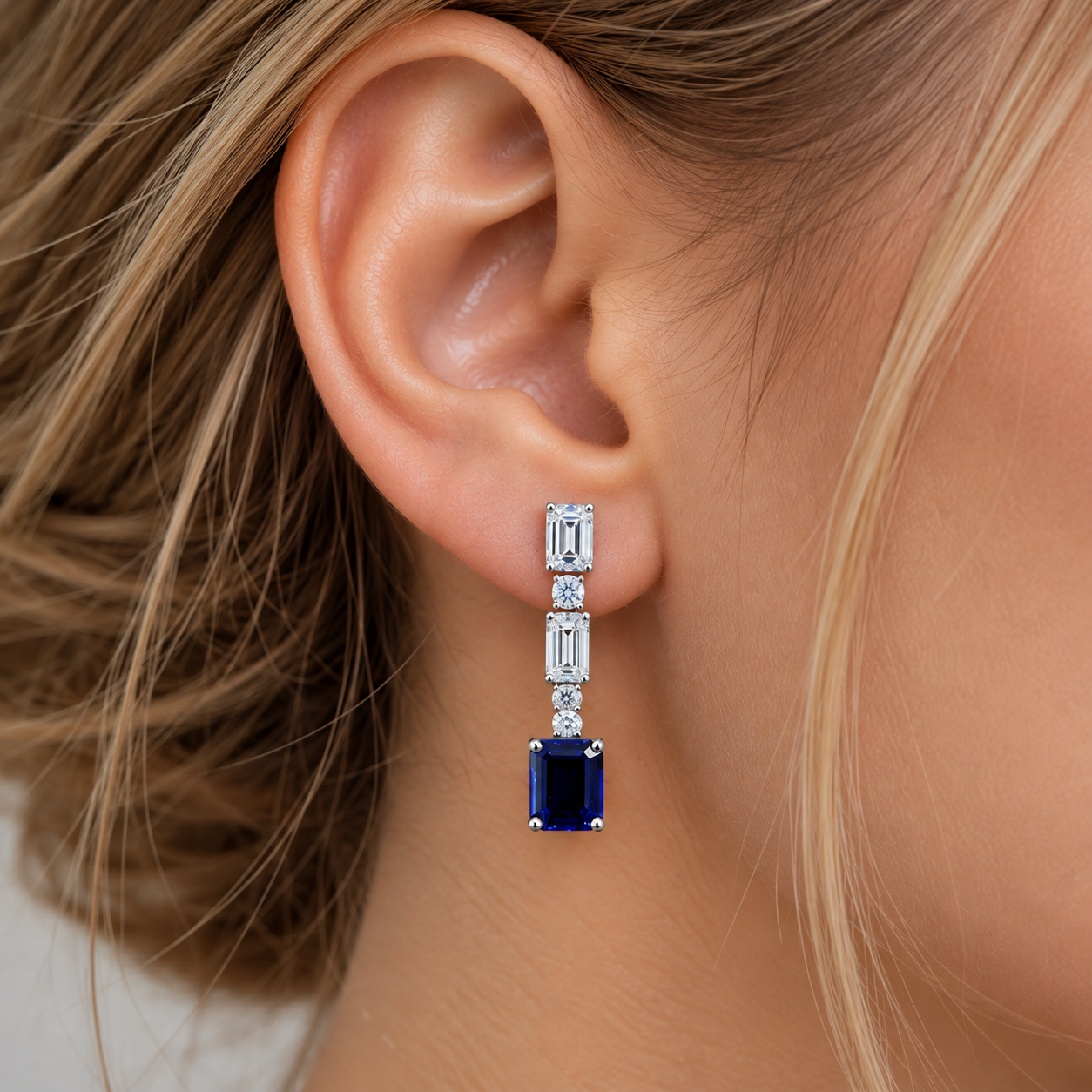 Baguette Cut Diamond Earrings