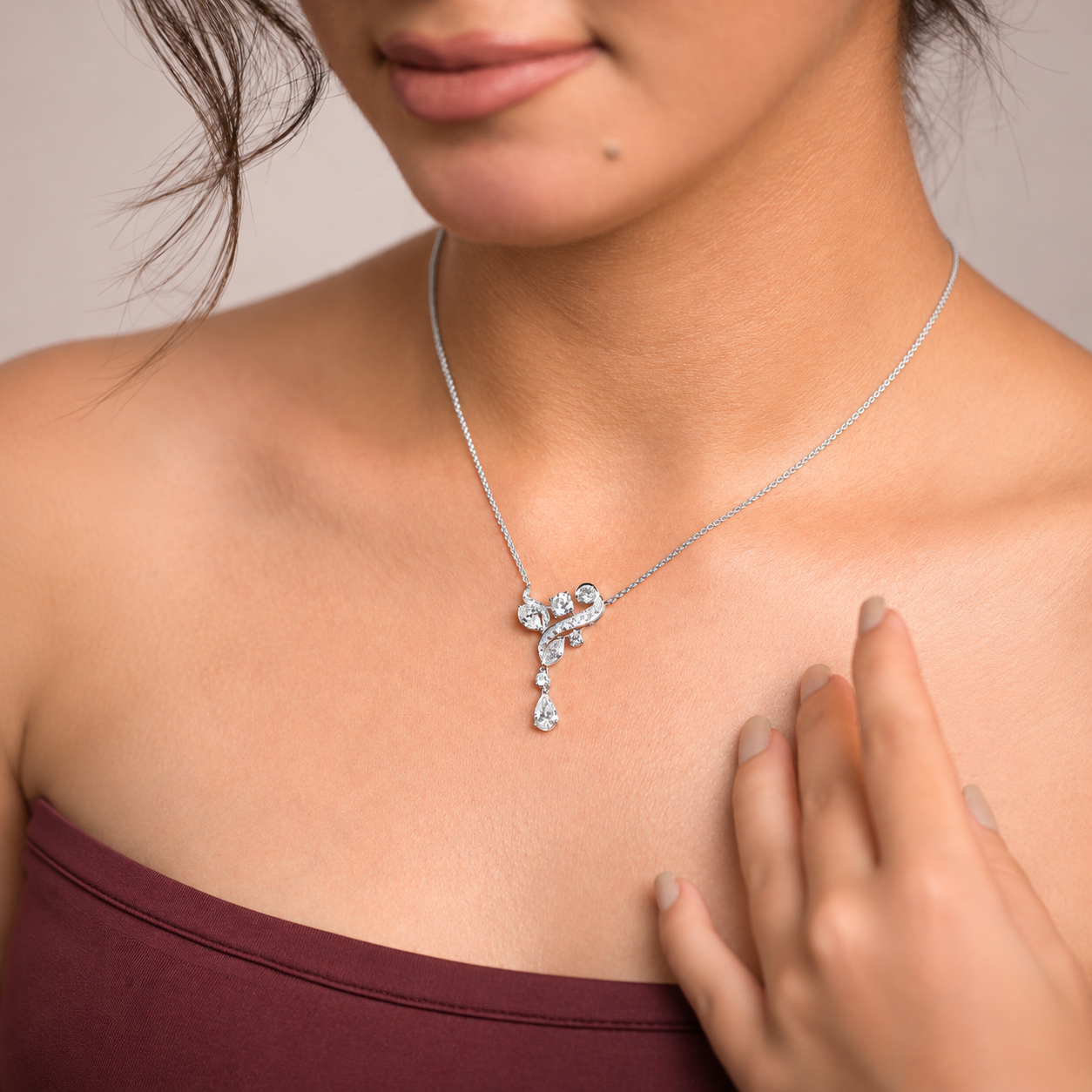 Elegant Diamond Drop Pendant with Chain