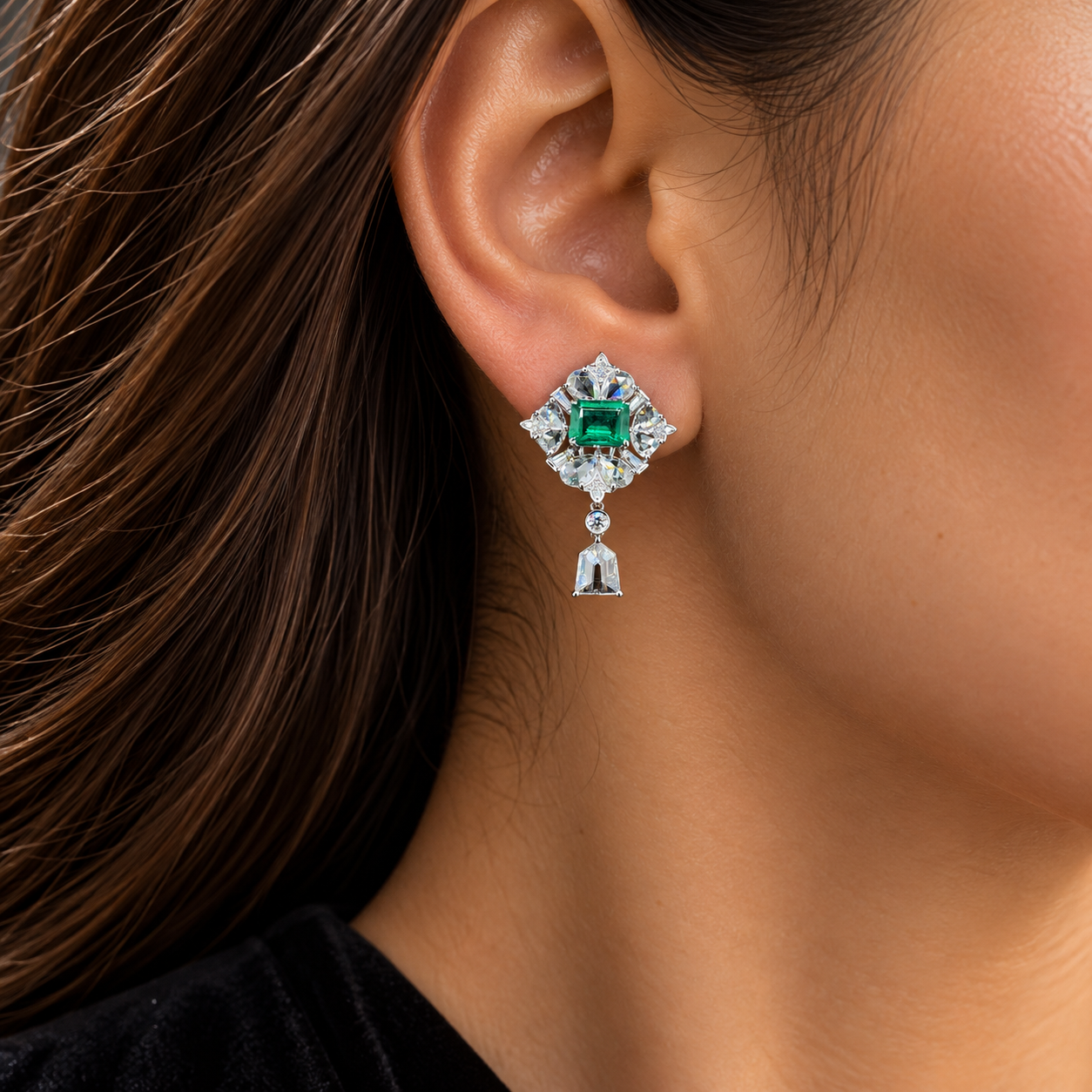Vira Earth 14K White Gold Diamond Earrings