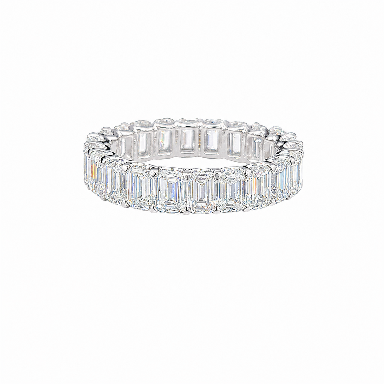 Eternity Emerald Cut Diamond Wedding Ring in 14K White Gold
