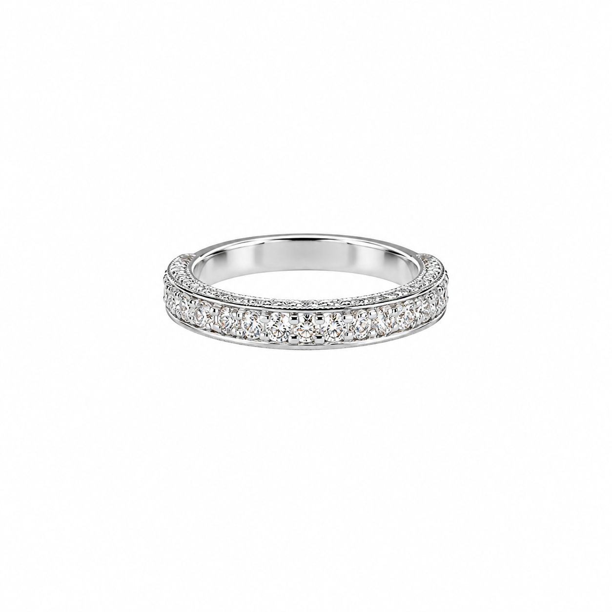 Round Brilliant Lab Grown Diamond Eternity Wedding Band in 14K White Gold