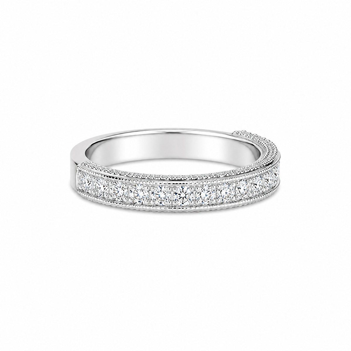 Round Brilliant Lab Grown Diamond Eternity Wedding Band in 14K White Gold