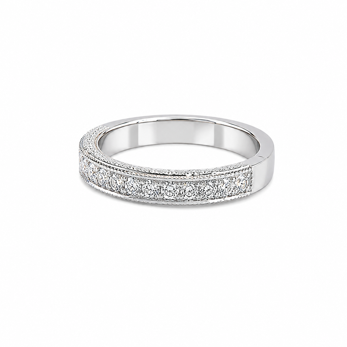 Round Brilliant Lab Grown Diamond Eternity Wedding Band in 14K White Gold