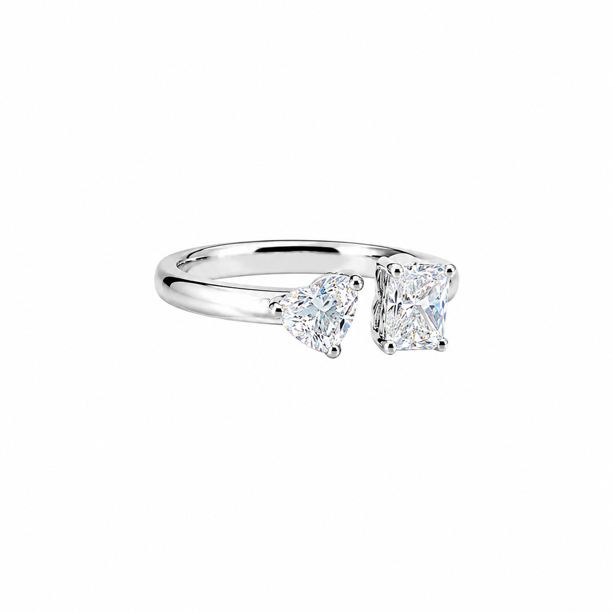 Pear & Princess Cut Lab Grown Diamond Toi et Moi Engagement Ring