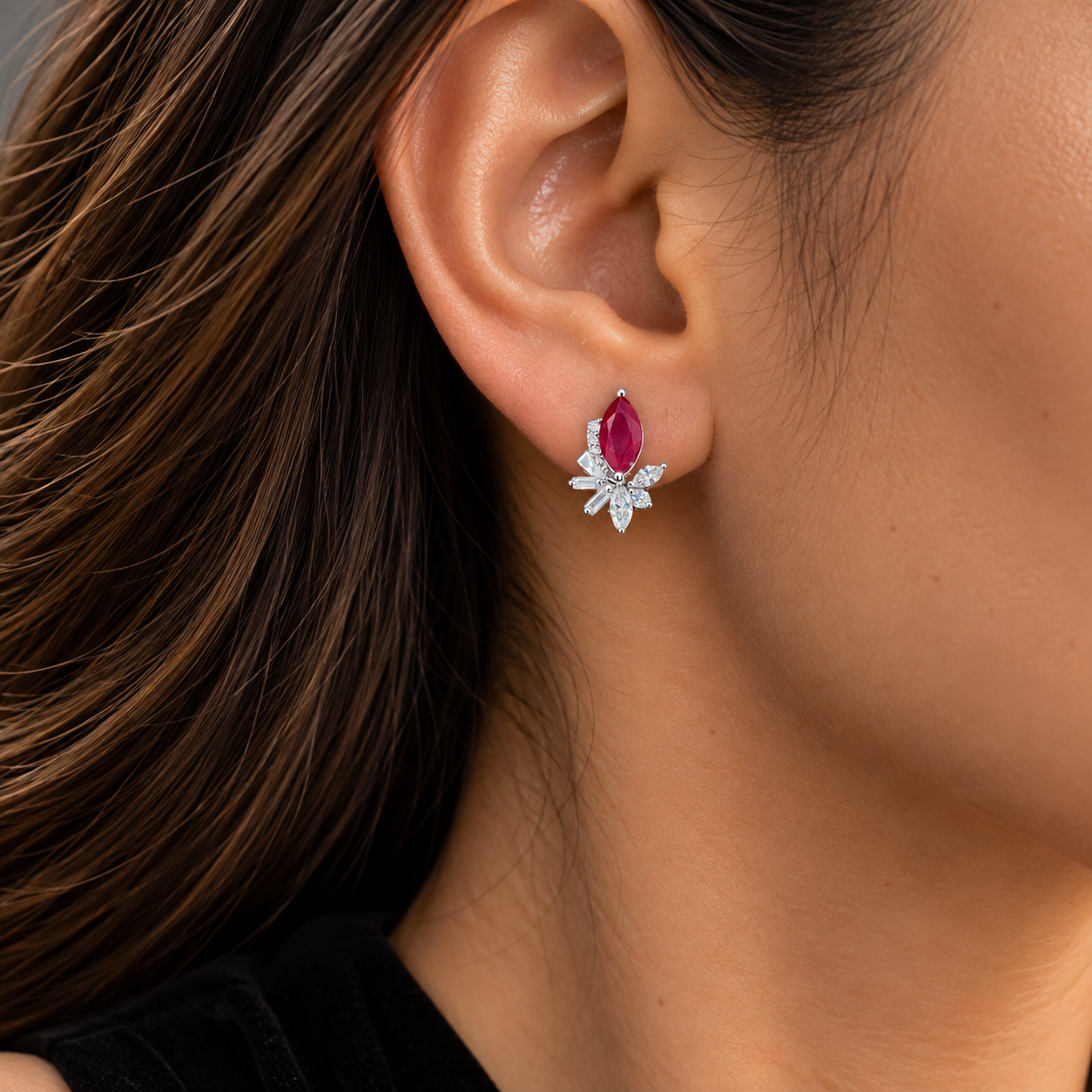 Vira Earth 14K White Gold Diamond Earrings