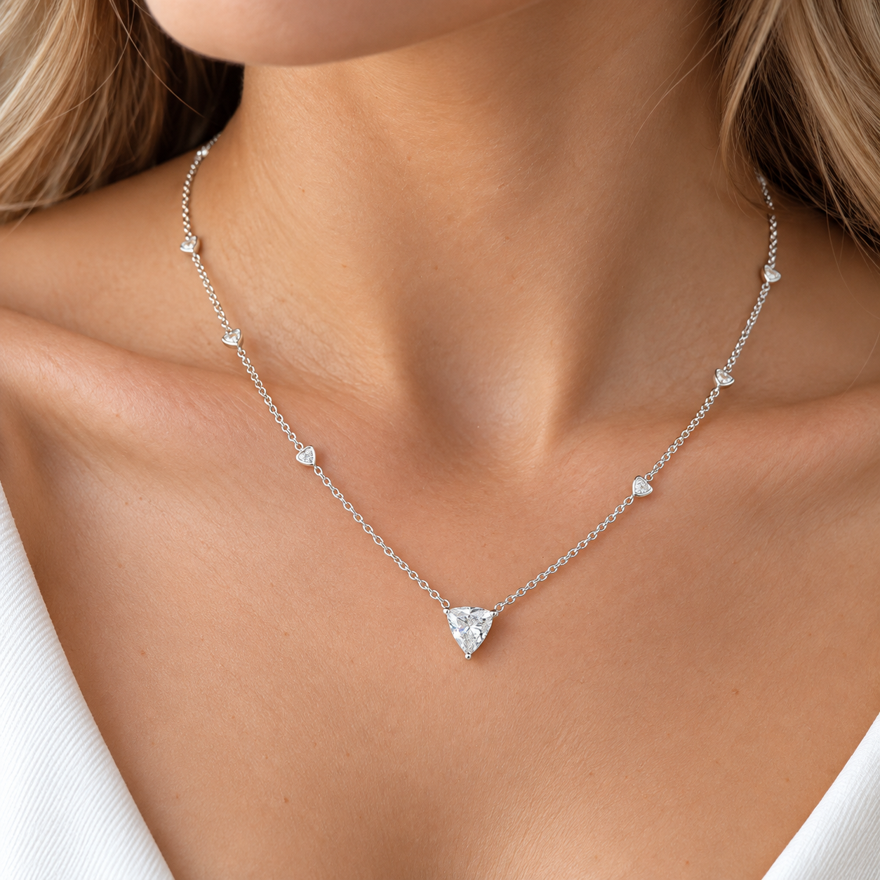 Vira Earth 14K White Gold Trillion Cut Diamond Pendant